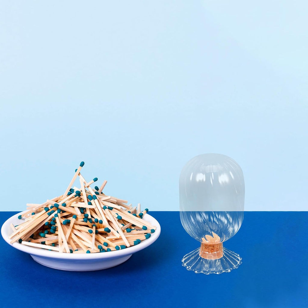 Glass Match Cloche Jar with Cork Stopper Helix Shaped Glass Canister for Decorative Matchstick Display and Storage