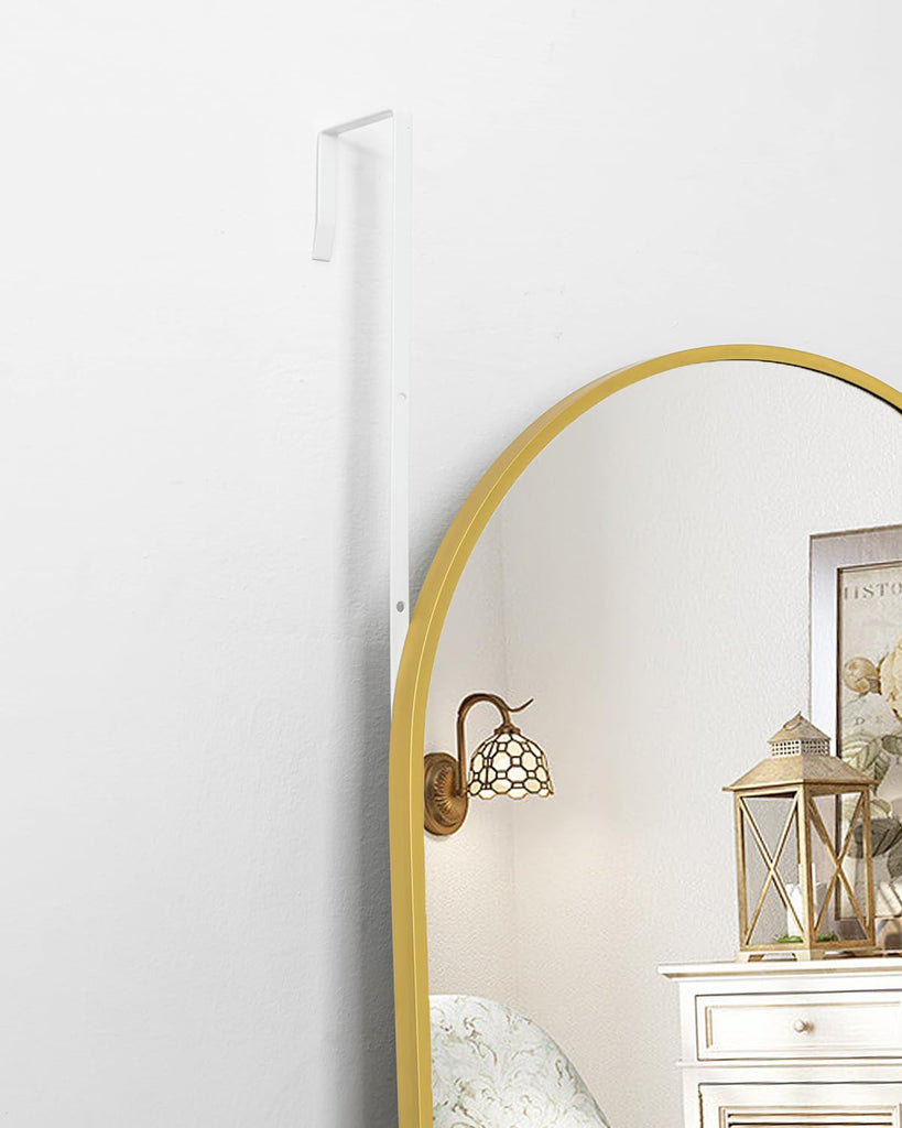 14"x 48" Arched Vertical Wall Mirror, Gold Frame, Over The Door, Full Body, Hanging or Mounting, Modern Style