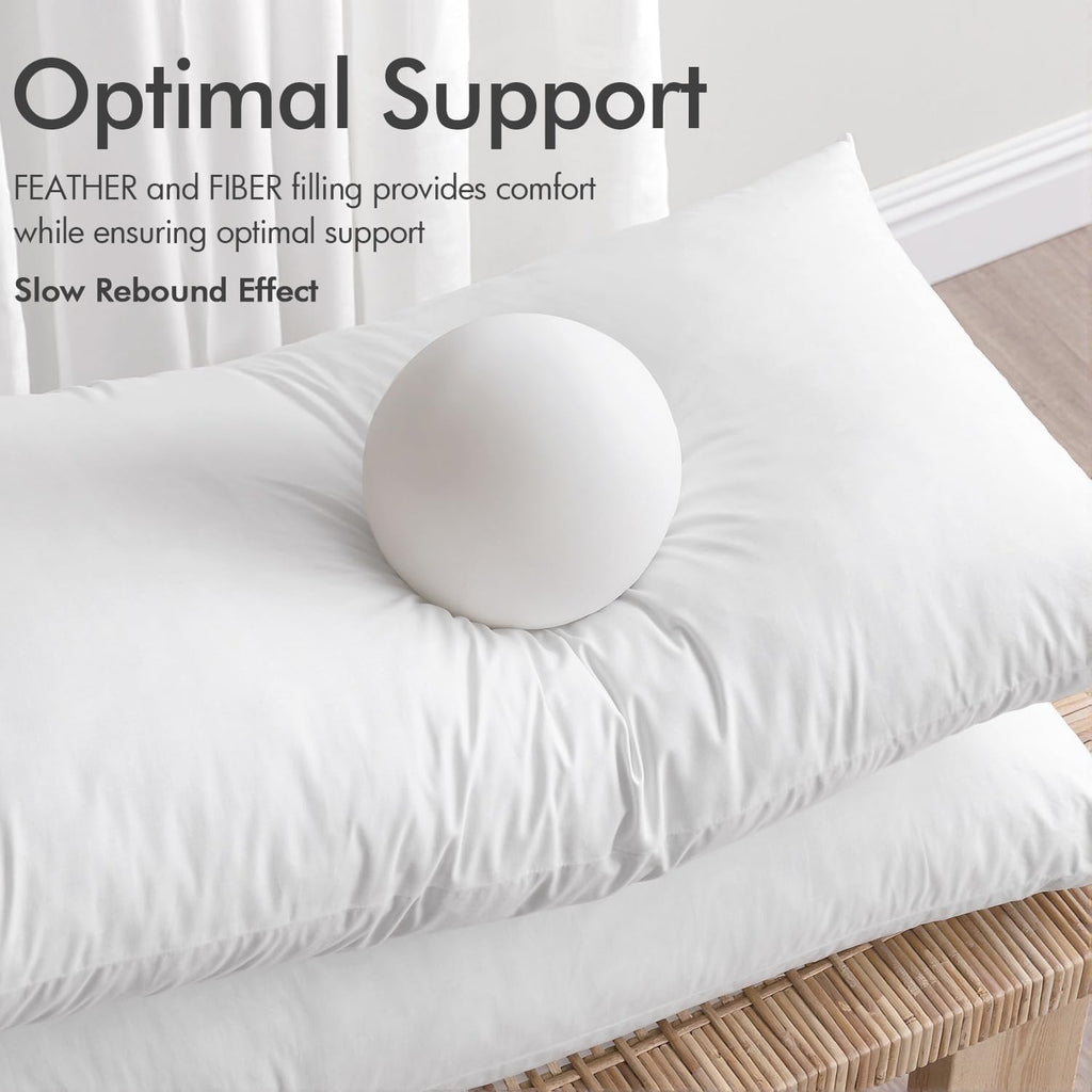 16x16 Pillow Inserts 2 Pack,Feather Mix Polycotton Pillows - Set of 2