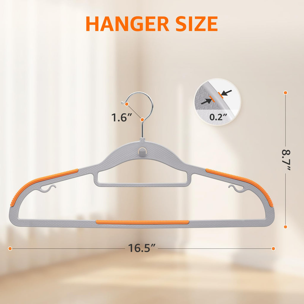 Cascading Plastic Clothes Hangers 20 Pack with Inner Hook for Vertical Storage, Slim Space Saving Hangers with