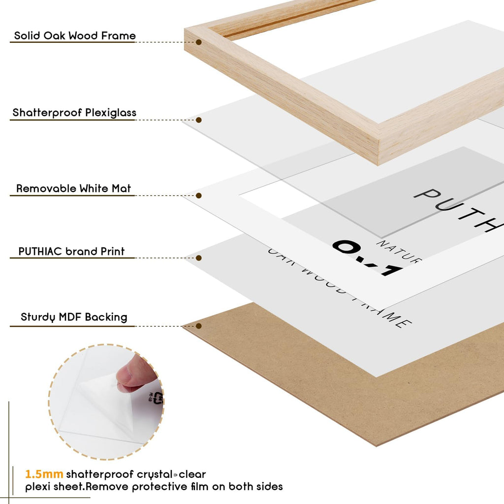 8x10 Solid Oak Wood Picture Frames, Natural Oak, 3 Pack