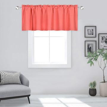 Coral Valance for Windows 60x18 Inch Solid Thermal Insulated Blackout Rod Pocket Kitchen Short Curtain Toppers
