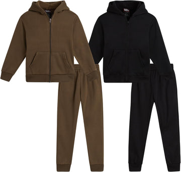 Toddler Boys 4 Piece Fleece Zip Hoodie and Jogger Tracksuit