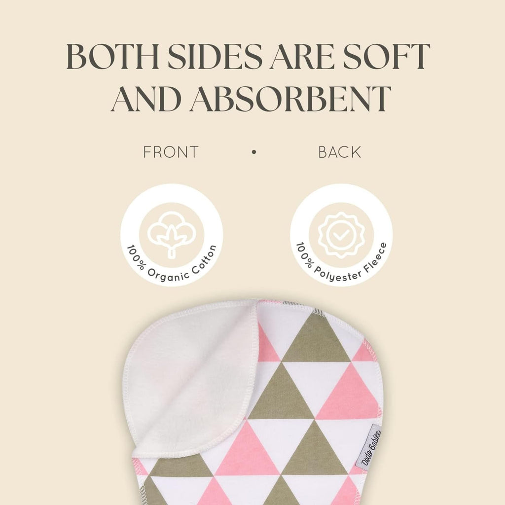 Burp Cloths for Babies - Soft Cotton Front & Fleece Back - Contoured Fit for Newborn Essentials - Pack of 5, 2
