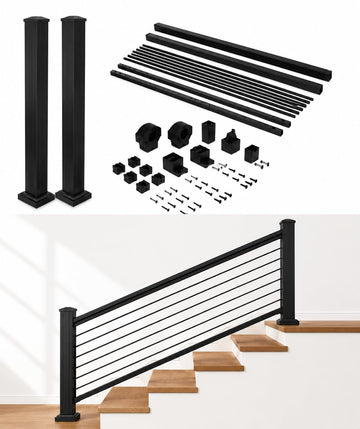 Plus Rod Rail Stair Kit, 6-8' Span x 36" High, Posts & Brackets