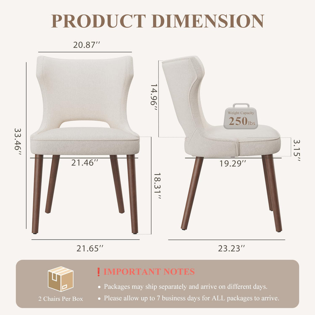 Wooden Dining Chairs Set of 4, Mid Century Dining Room Chairs with Solid Wood Legs, Upholstered Fabric Kitchen Chairs