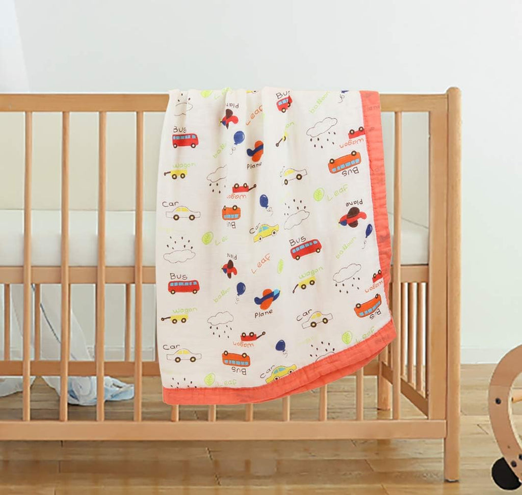 Coral Red Muslin Baby Blanket, Ultra Soft Hypoallergenic Baby Quilts, Unisex Baby Swaddle Wrap, Oversized 43 X 45