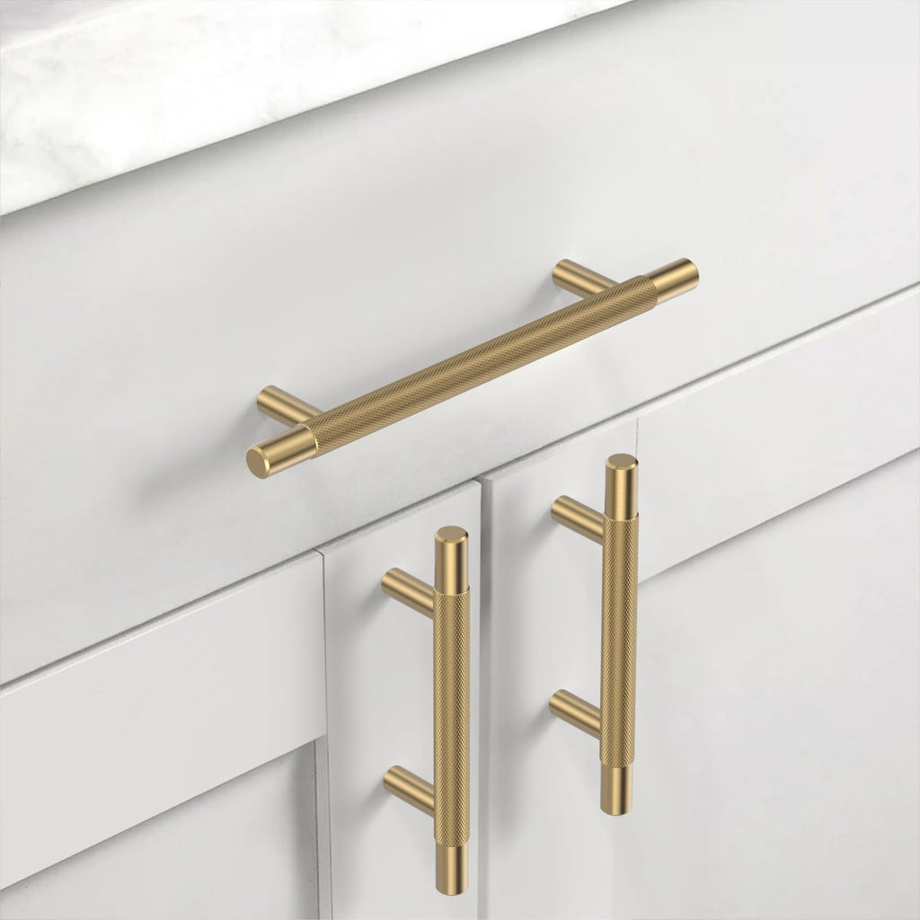 10 Pack 5 Inch(128mm) Champagne Bronze Knurled Kitchen Cabinet Handles, Cabinet Pulls Kitchen Cabinet Hardware