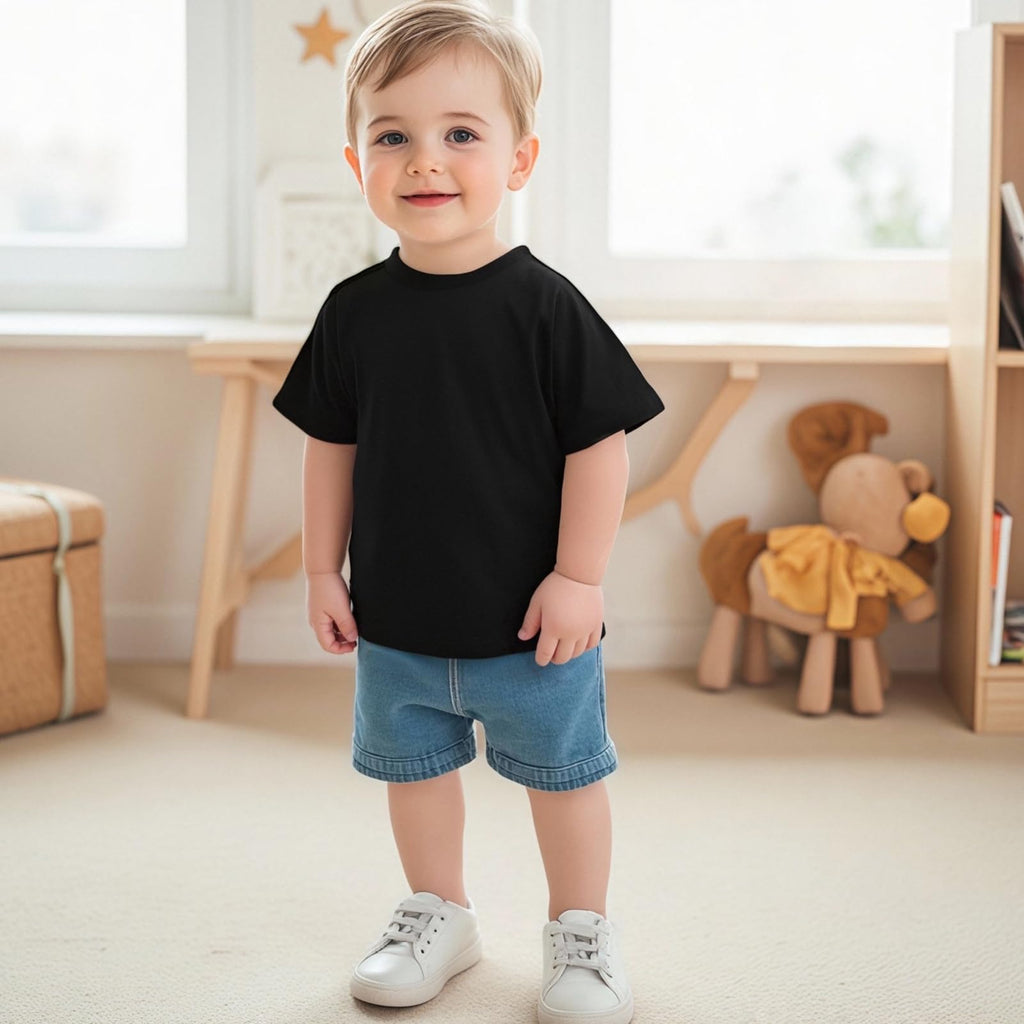 Baby Boy Pack Short Sleeve Crewneck T-Shirts Top Active Tee Toddler Boys' Solid/Striped Cotton T-Shirt