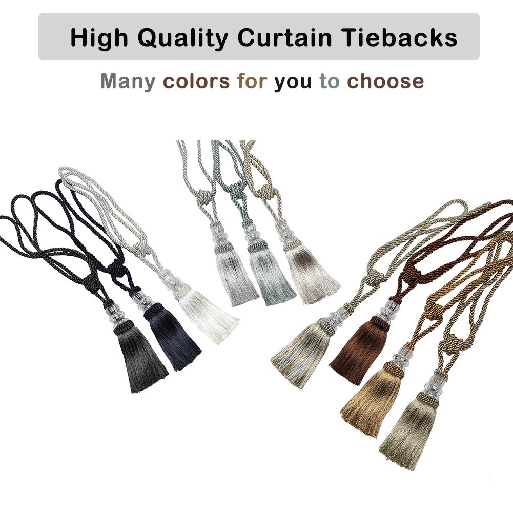 Curtain Tiebacks Hand-Woven Holdbacks Tassels Tiebacks - 4 Pack