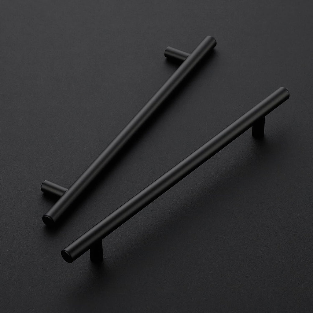 Matte Black Cabinet Handles,Round T Pulls,7-1/2 Inch,10 Pack