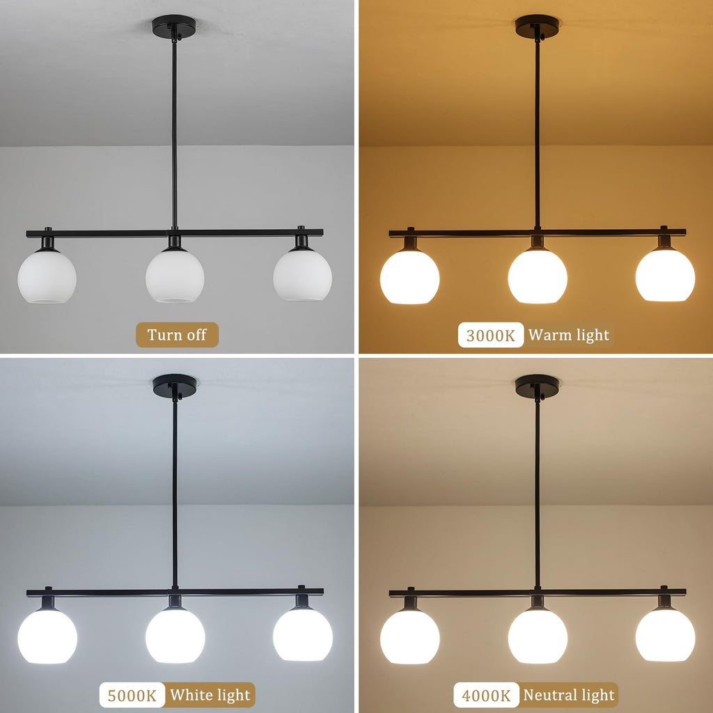 Kitchen Island Lighting 3 Lights Linear Pendant Light Fixtures With Milk Glass Shades Black Farmhouse Chandeliers