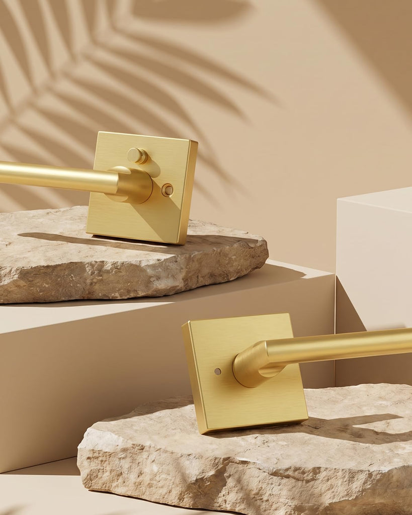 Brushed Gold Door Handle Interior, Privacy Bedroom - 1 Pack