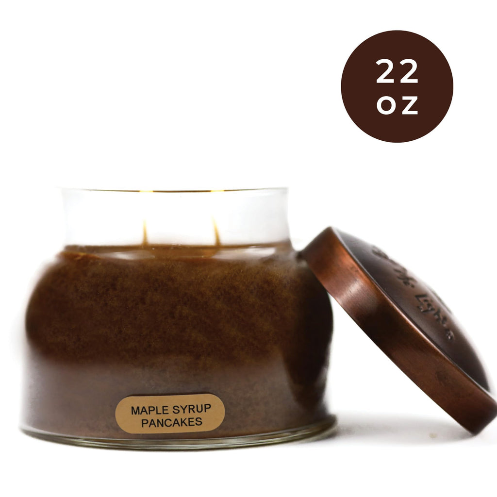 Maple Syrup Pancakes Mama Scented Glass Jar Candle (22oz) with Lid & True to Life Fragrance Made in USA