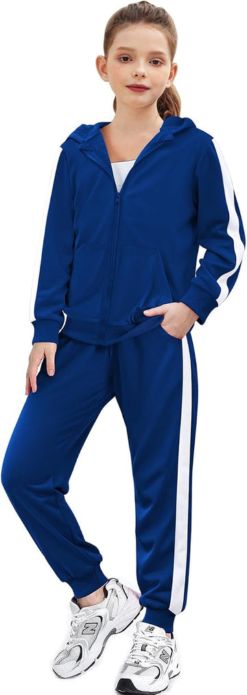 Girls 2 Piece Outfits Zip Up Hoodie Tracksuit Sweatsuits Sets