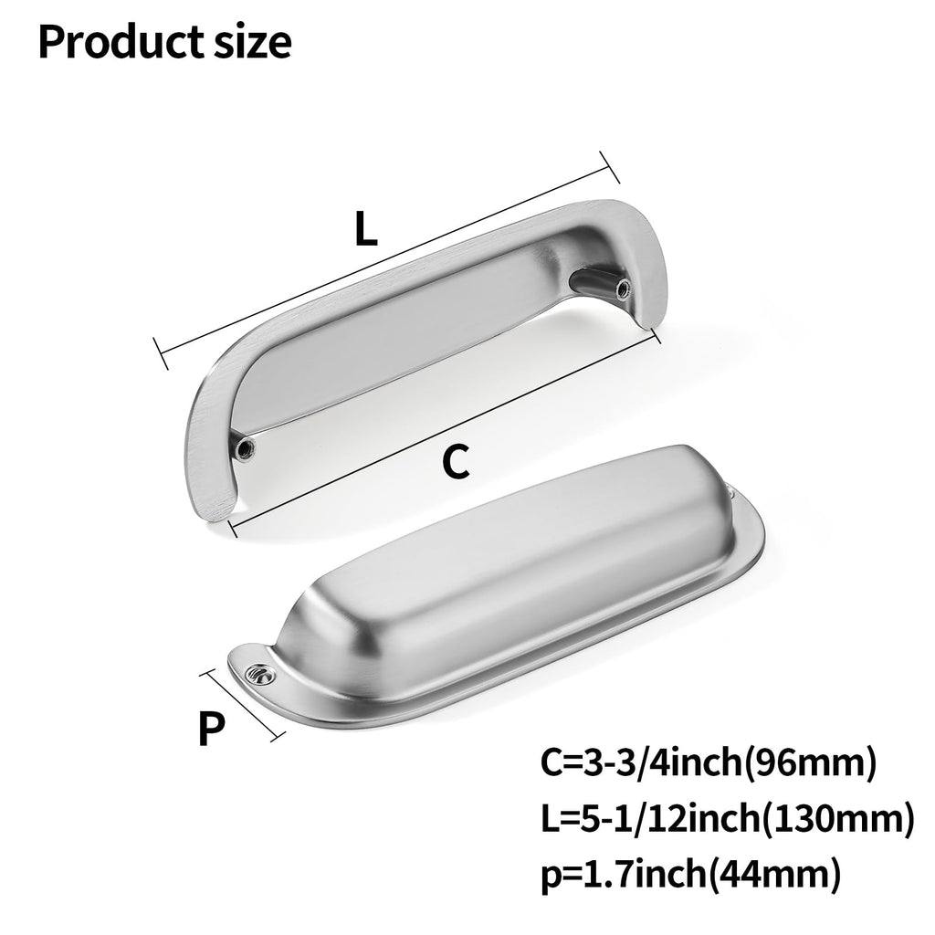 10 Pack 3-3/4"(96mm) Hole Center Retro Drawer Pulls Brushed Satin Nickel Cabinet Bin Cup Pulls Bathroom Hardware