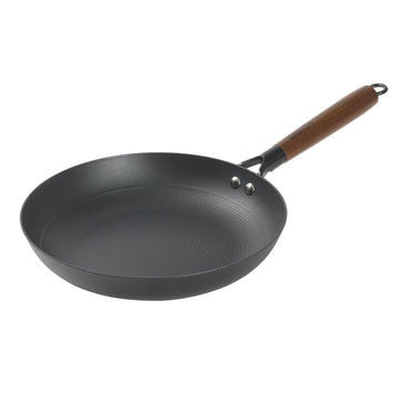 11 Inch Cast Iron Skillet with Wooden Handle, Pre-Seasoned Nonstick Pan with Honeycomb Textured Cooking Surface