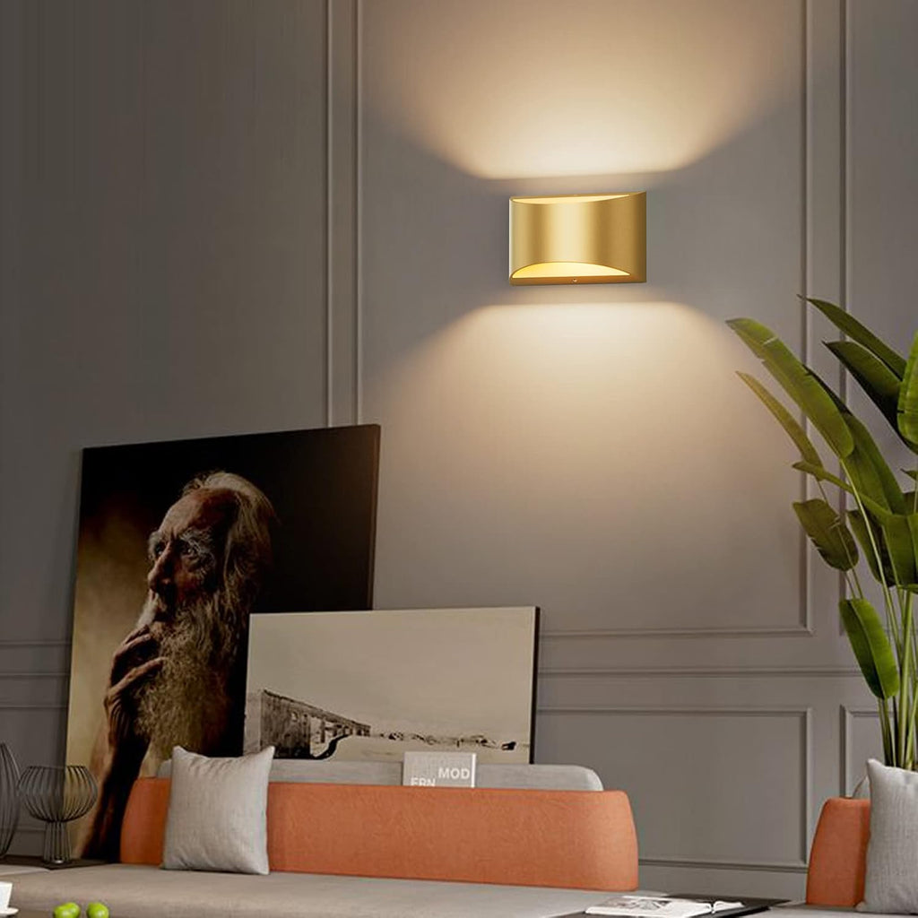 Gold Wall Sconce Indoor Wall Lights Hardwired Set of 2 Up and Down Wall Mount Light for Living Room Bedroom Hallway