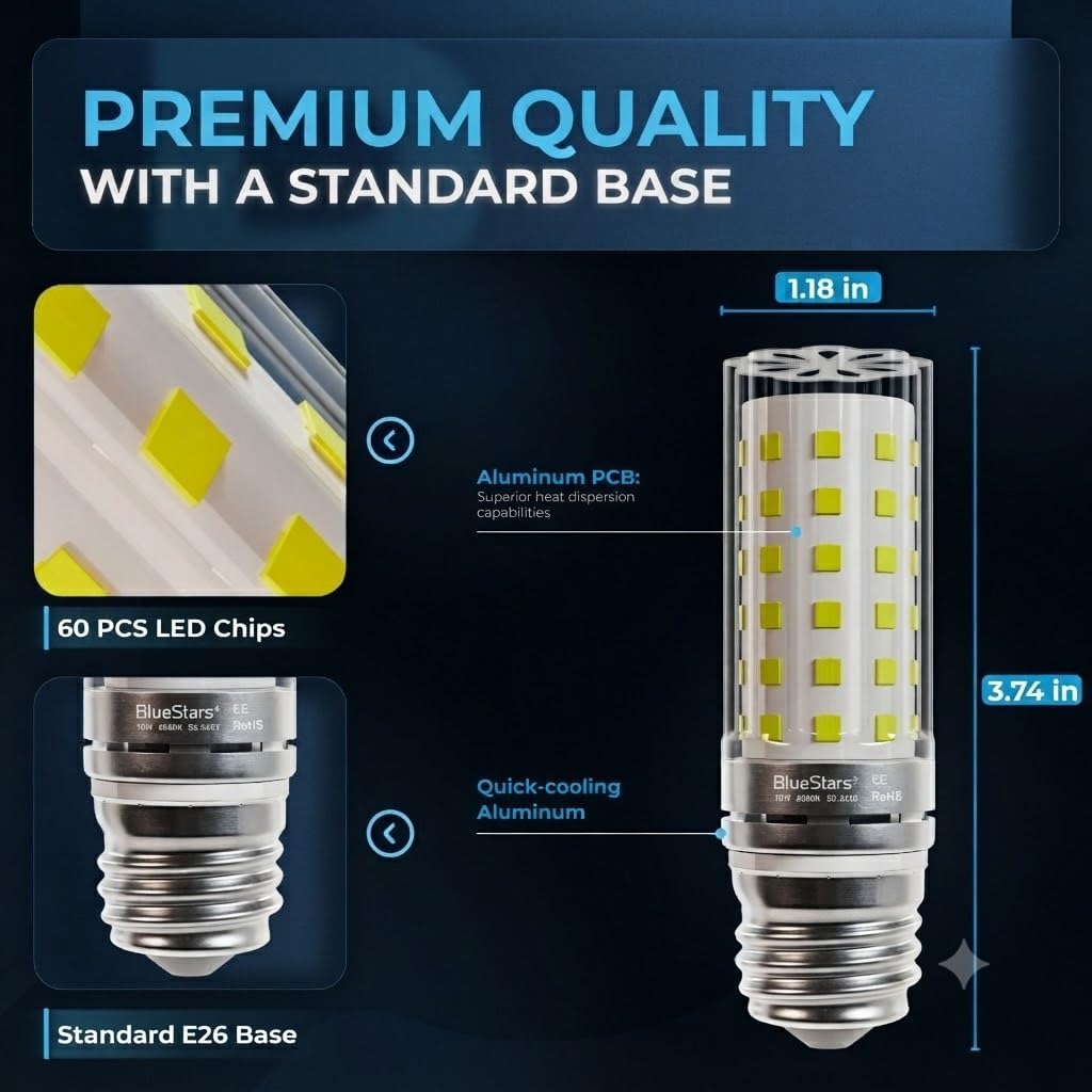 10W 100 Watt Equivalent LED Corn Light Bulbs E26/E27 Medium Base