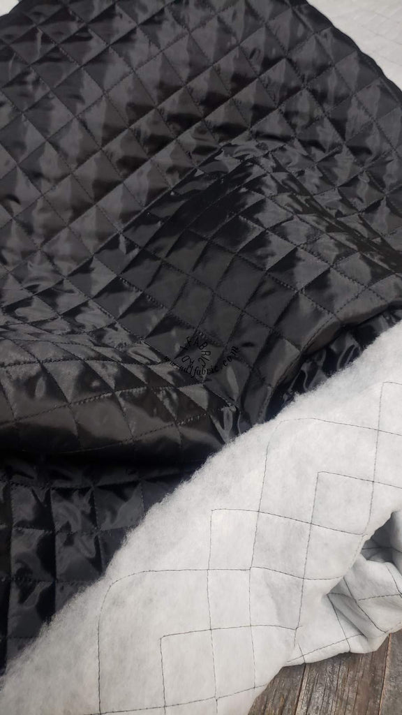 Polyester Quilted Padded Lining Fabric Black, 60" Wide, Sold by Yard, in Yards Continuous.