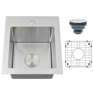 Drop In Bar Sink 17 X 19 inch, 16 Gauge Stainless Steel Bar Sink