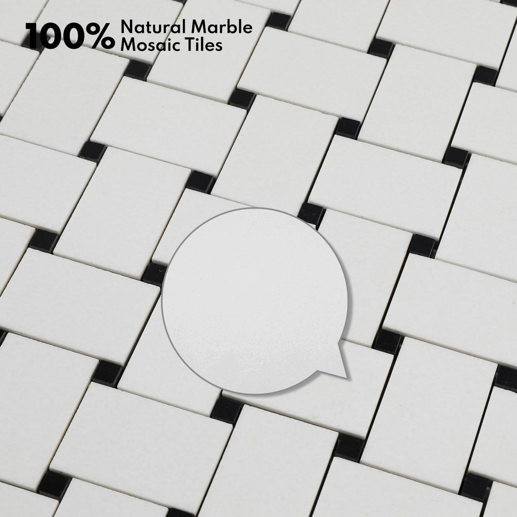 Microcrystal Stone White Marble Basketweave Marble Mosaic Tile Wall Bathroom Shower Floor (5 Sheet)