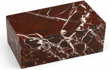 Purple Red Marble Storage Box with Lid for Jewelry