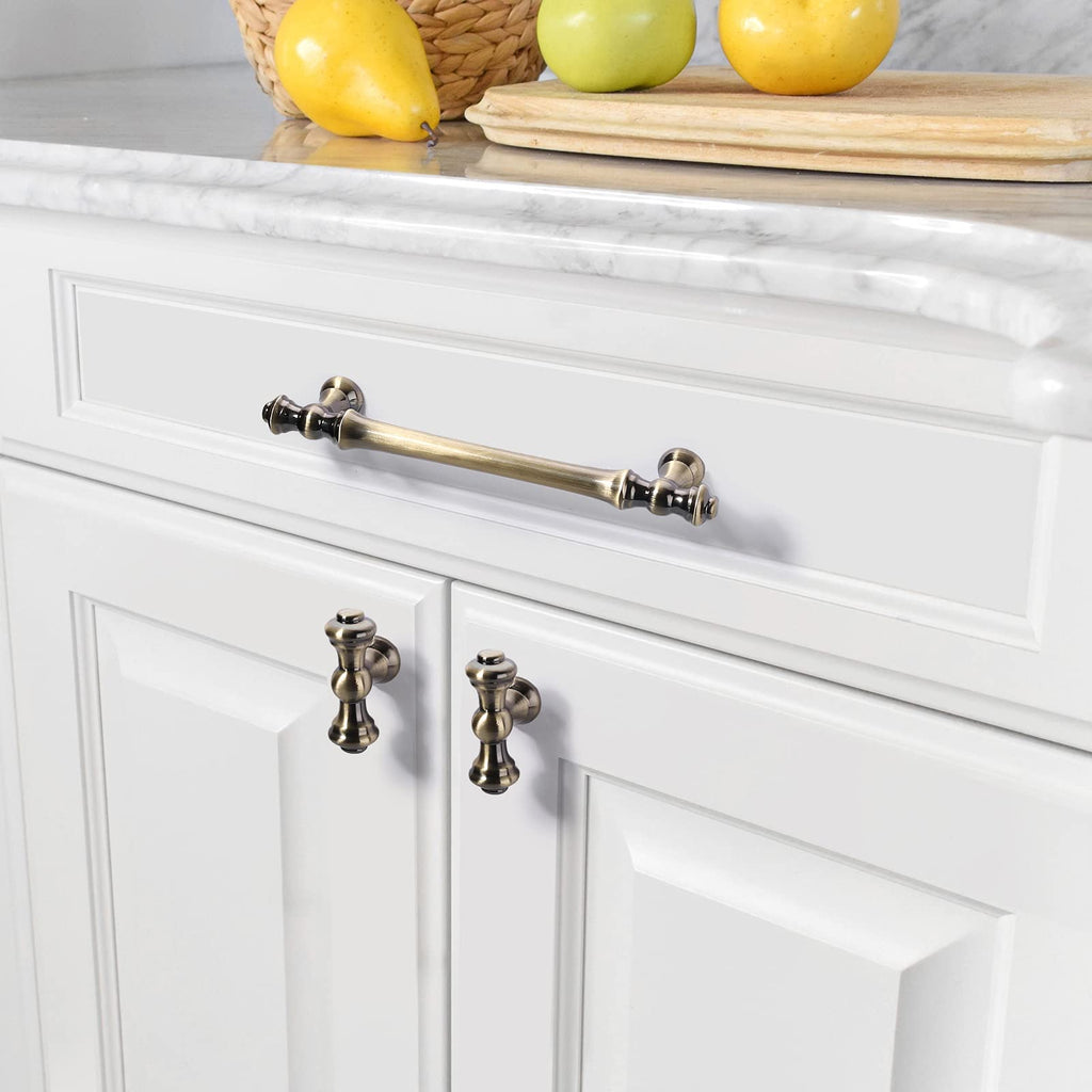 6 Pack 5 Inch Brushed Antique Brass Kitchen Cabinet Handles, Cabinet Pulls Kitchen Cabinet Hardware for Cupboard