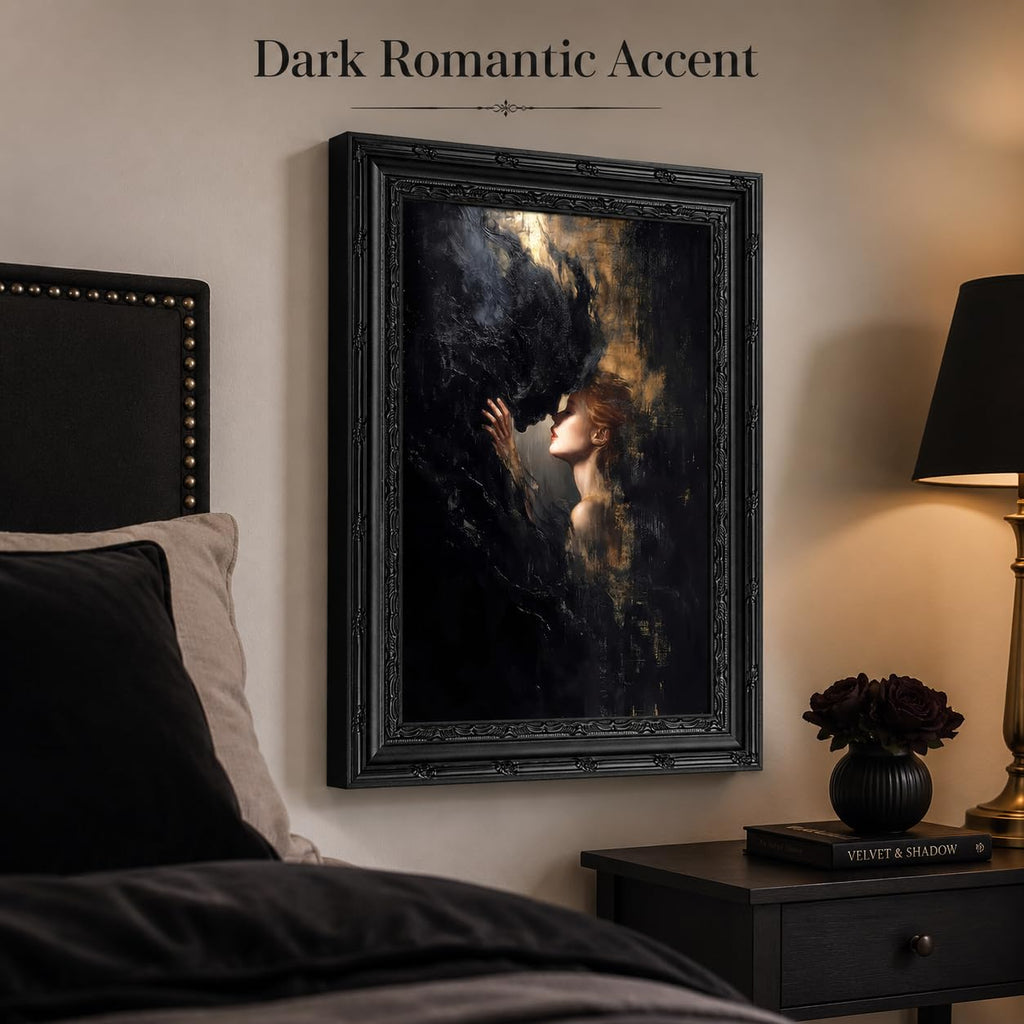 Gothic Framed Wall Art Woman Shadow Dark Soul Dark Academia Surrealism Decor Moody Romantic Picture Living Room