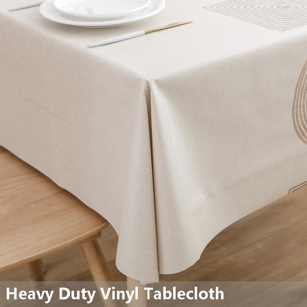 Heavy Duty Vinyl Table Cloth Plastic Table Cloth Dining Table Wipeable PVC Waterproof Tablecloth for Rectangle