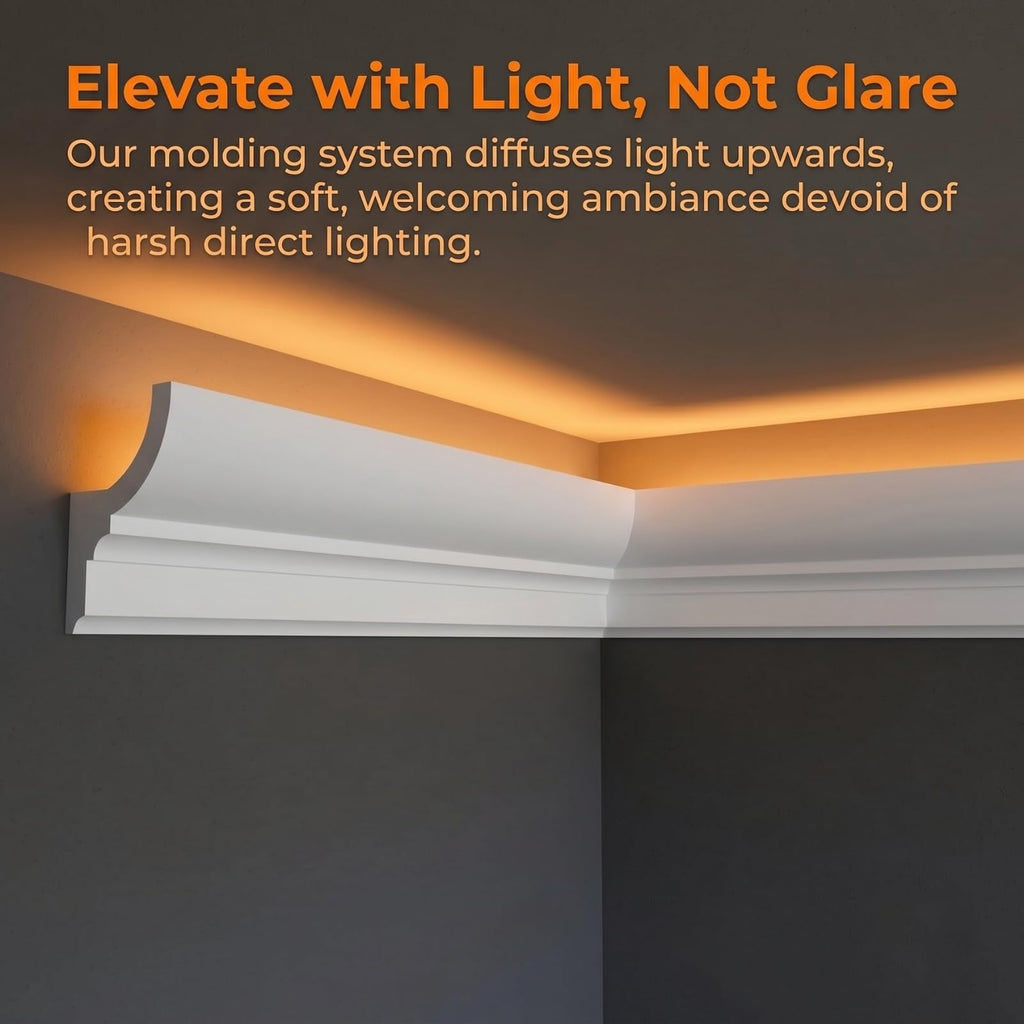 10 Pack 47.24′′(Total 39.4 Ft) Ceiling Crown Molding with LED Duct Kit