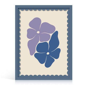 12x16 Picture Frame with Wavy Mat, Wooden Real Glass 12 x 16 Photo Frame for Wall Hanging, Blue, 1 Pack