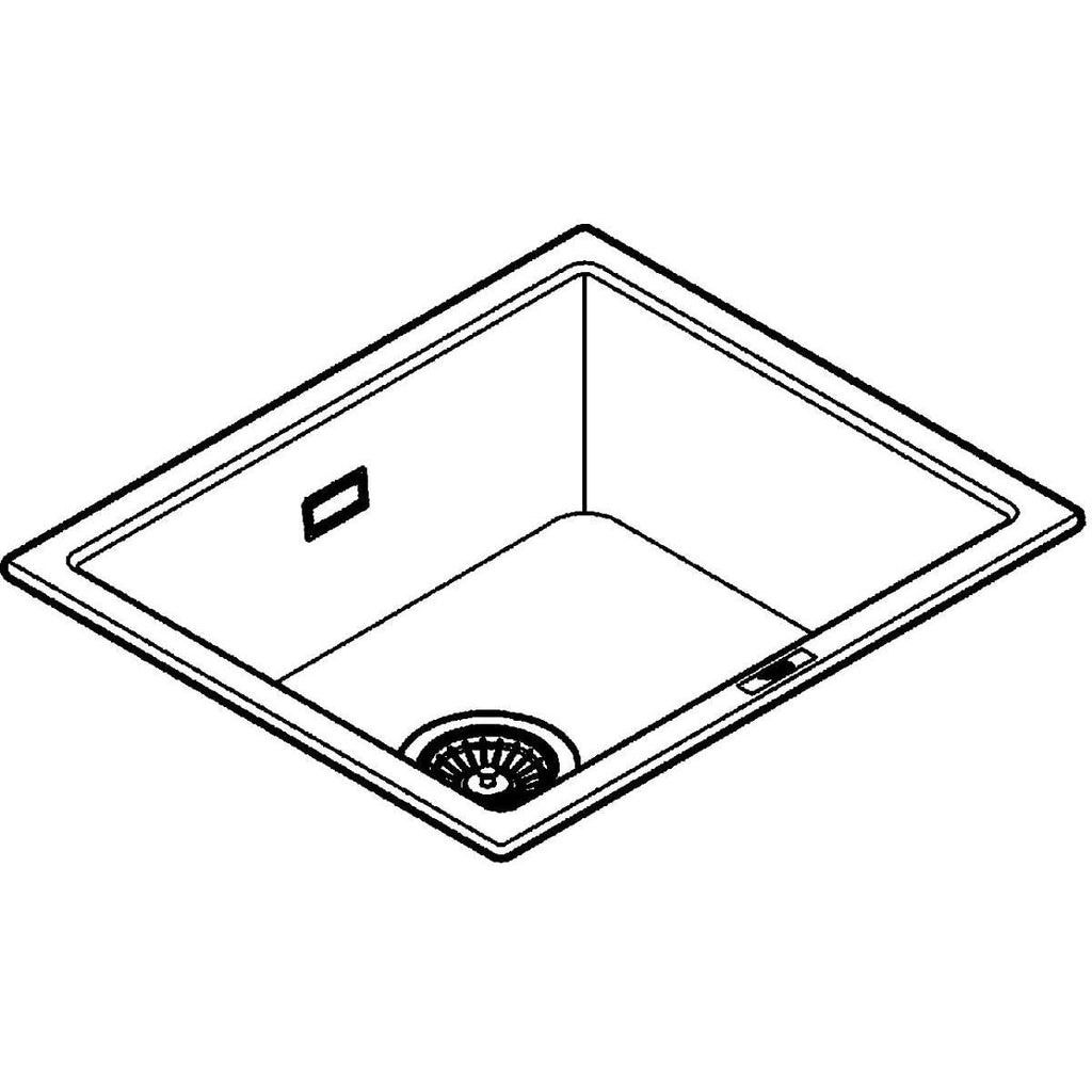 Quartz Composite Kitchen Sink with Overflow (Top Mount or Undermount, 1 Bowl 469 x 393 x 205 mm, Waste Kit