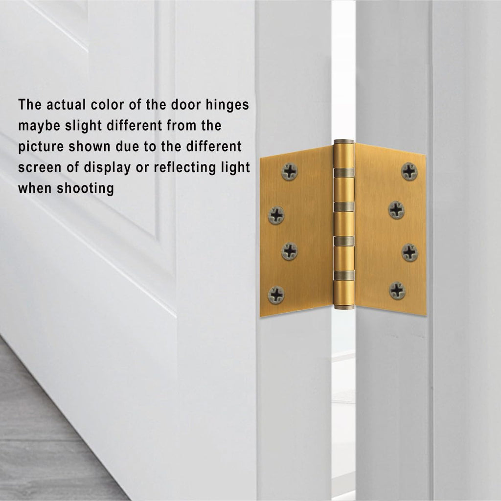 3 Pack Stainless Steel 4'' Door Hinges for Exterior & Interior Doors, 4in x 4in Heavy-Duty Ball Bearing Door Hinges