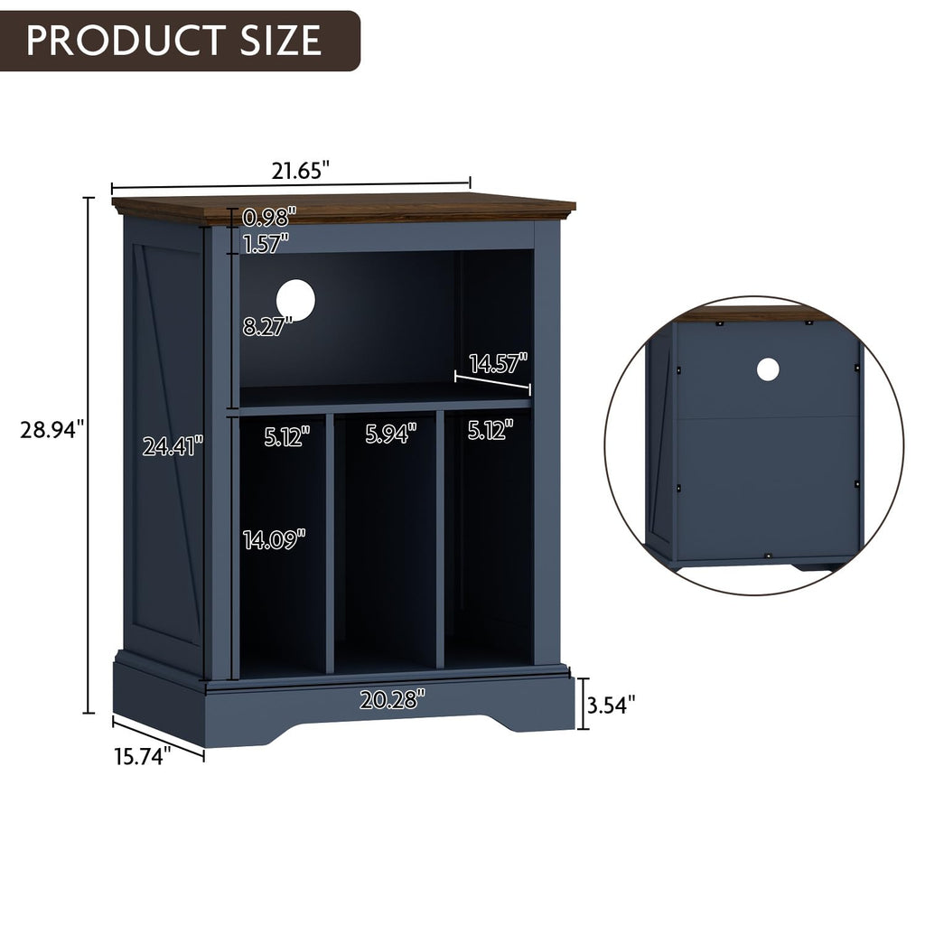 Large Farmhouse Record Player Stand, 31.5" Turntable Stand, Blue