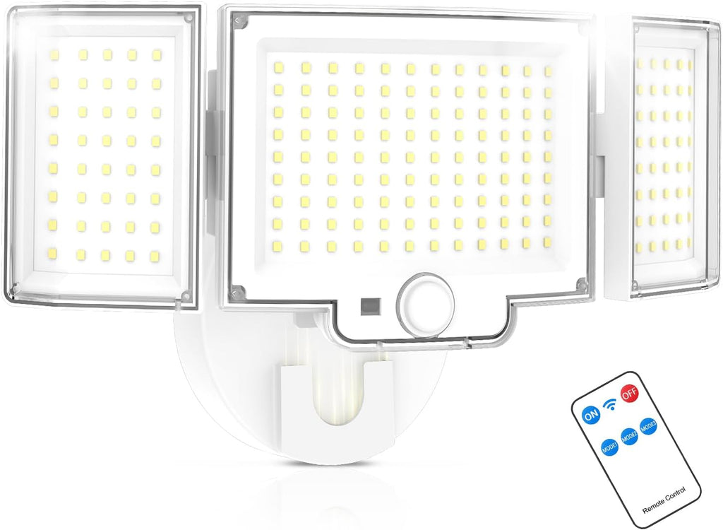 Motion Sensor Light Outdoor, 4200LM Hardwired Security Light, White | 3-Mode Remote Control, 26 ft PIR Detection