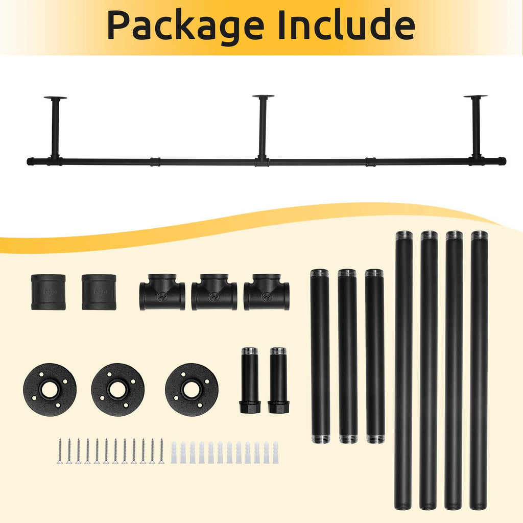 72" Wall Mounted Clothes Rack, Closet Rods for Hanging Clothes