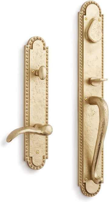 Marconi Right Handed Solid Brass Full Plate Keyed Entry Single Cylinder Door Handleset with Interior Lever and 2-3/4"
