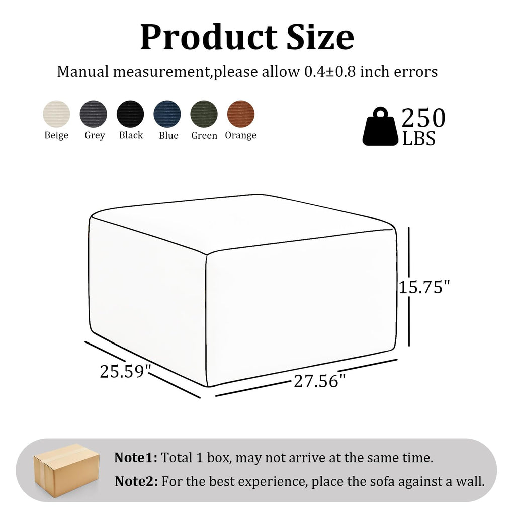 Boneless Ottoman Cloud Foot Rest, Modular Sectional Couch Foot Stool Gray