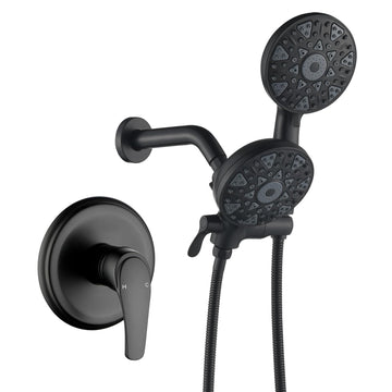 Matte Black Shower Faucet Set Complete Shower Kit Shower Systems Dual Shower Head and Handheld 2 in 1 Combo Set