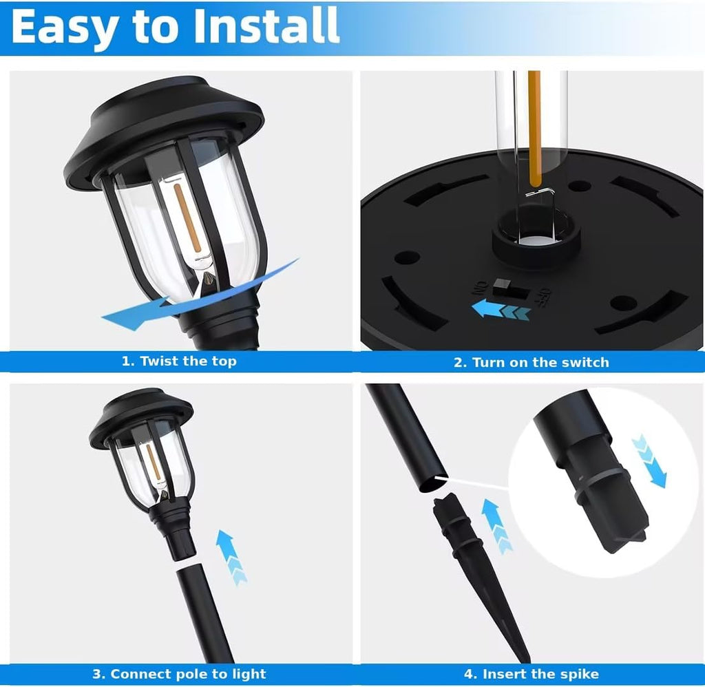 12 Pack Solar Lights Outdoor, 6000K Bright Solar Pathway Lights for Outside, Auto On/Off Waterproof Solar
