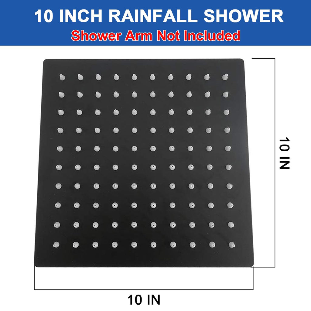 Rain Shower Head, High Flow Stainless Steel Square Rainfall Shower, High Pressure Design, Awesome Shower Experience
