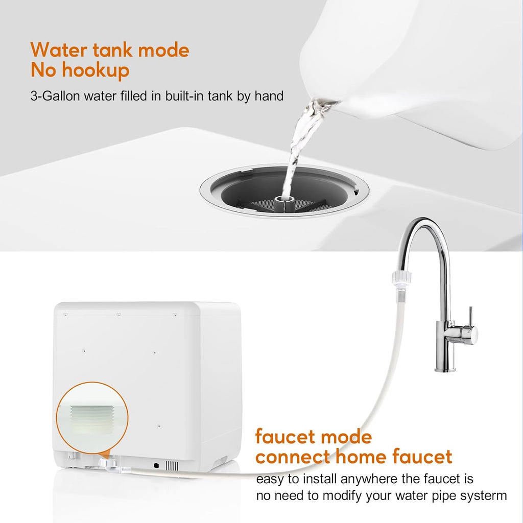 Portable Dishwashers for Camping and Home with 5l Water Tank, Hose, LED Light, 10 Wash Programs, Baby Care Mode
