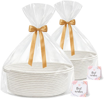 2-Pack White Gift Basket Empty, Large Baby Boo Baskets for Gifts, Halloween