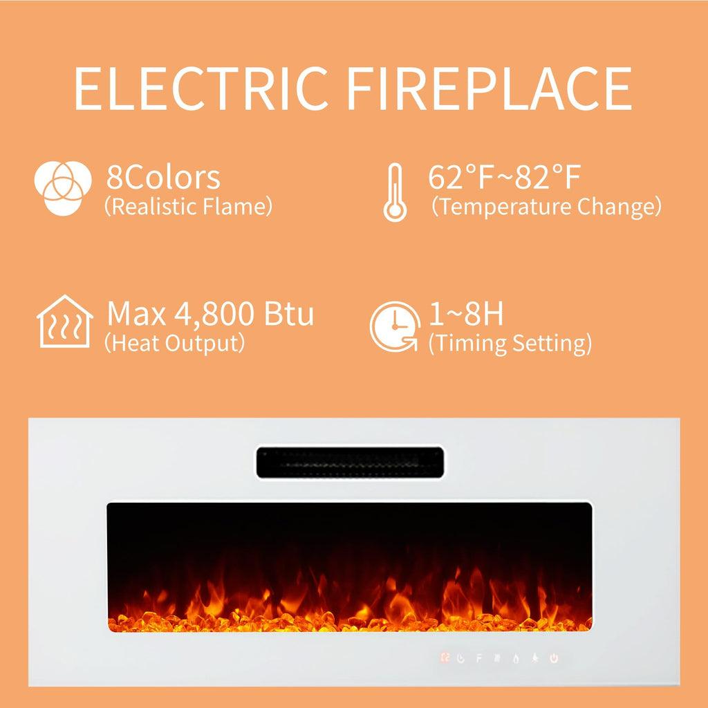 Wall Unit Entertainment Center with 40" Electric Fireplace, Includes 80" Floating Fireplace TV Stand, 2 x Wall
