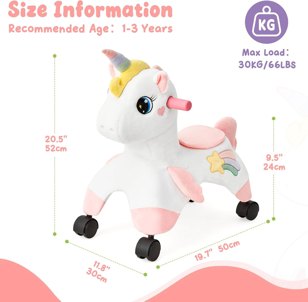 Unicorn Ride On Toys, Toddler Ride On Toys with 360° Wheels, Toddler Bike Designed to Develop Balance & Coordination