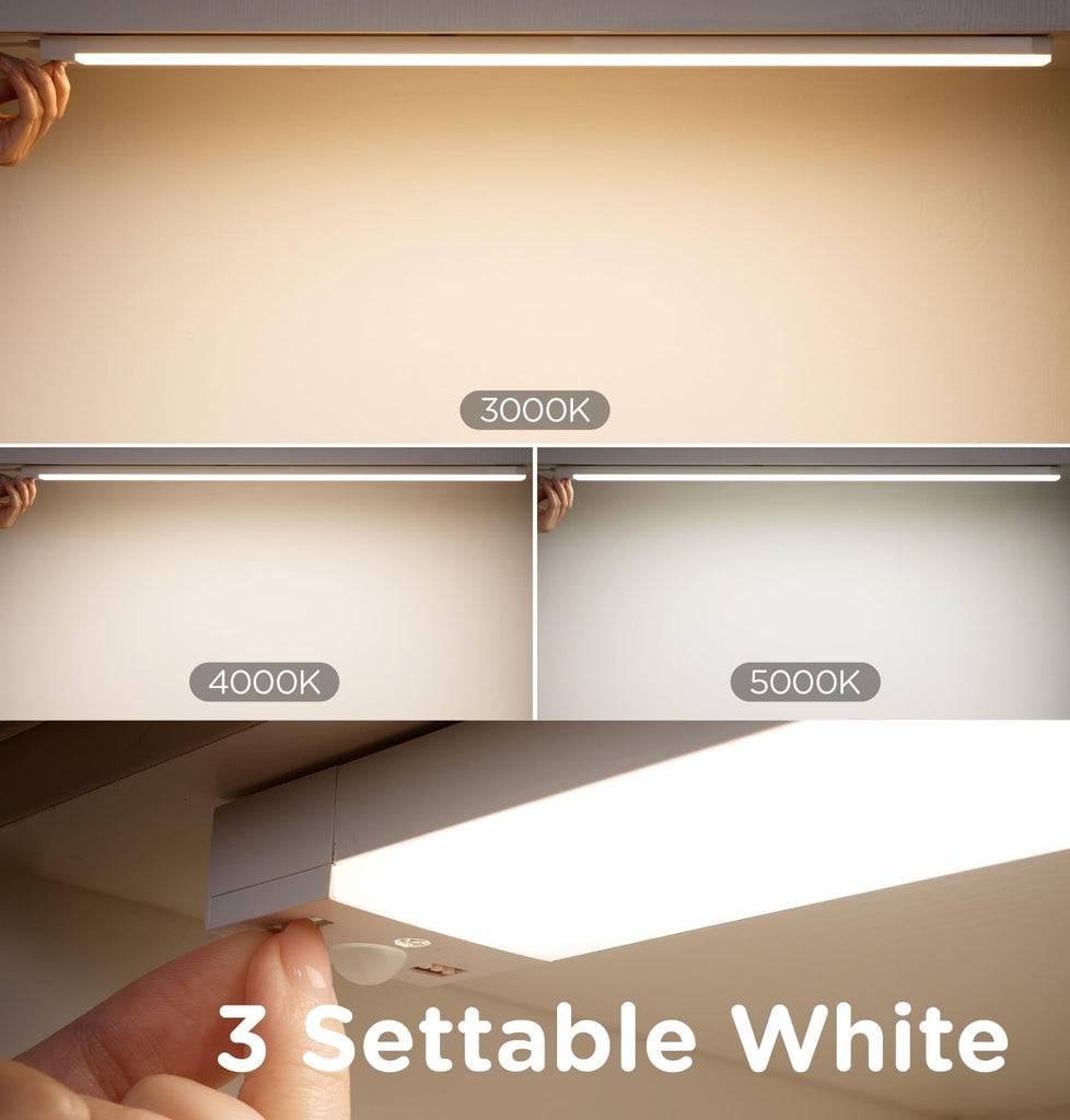 Under Cabinet Lighting Plug in, AC120V LED Motion Sensor Light Indoor 3000K/4000K/5000K, Super Bright, Linkable Under