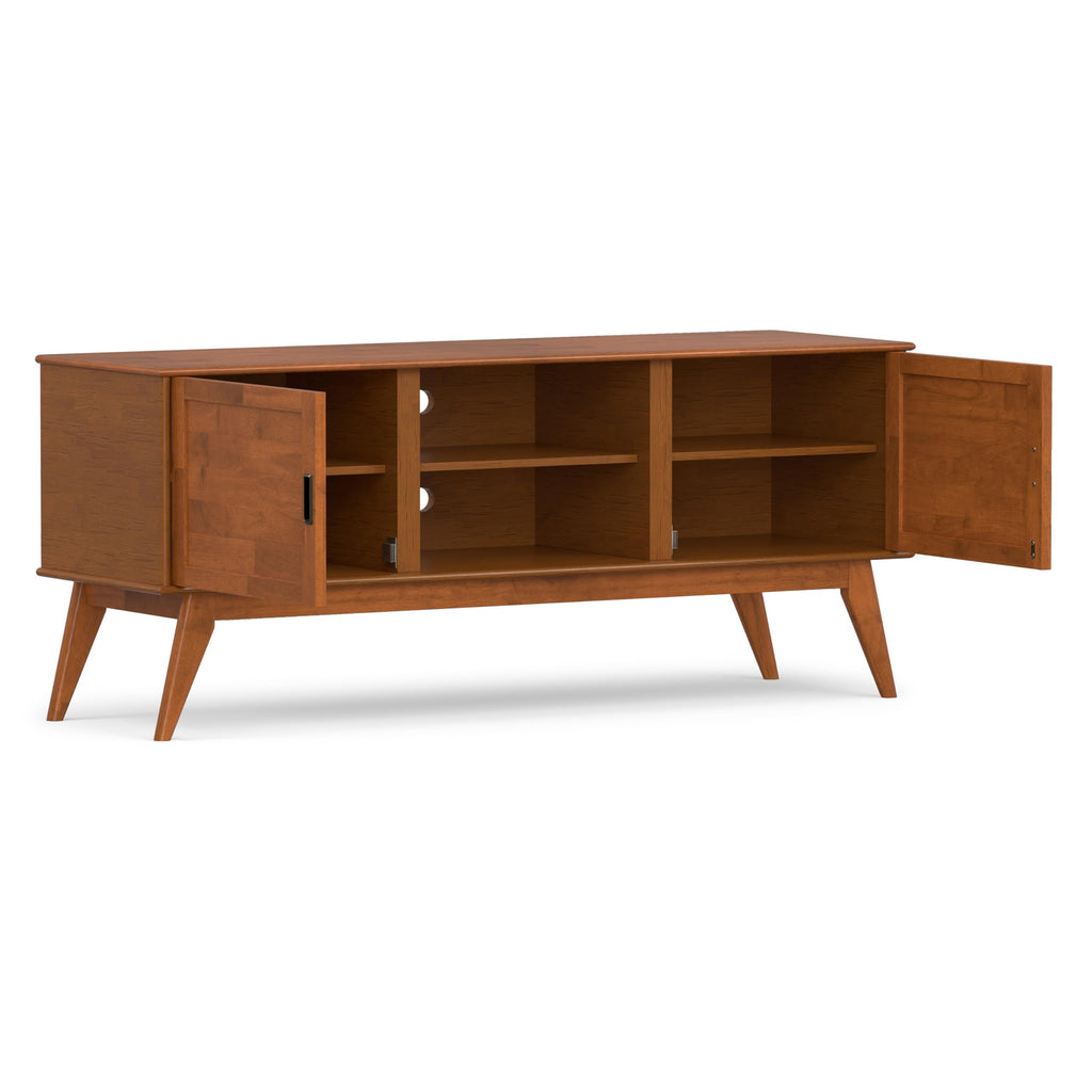 Draper 60" Wide Solid Wood TV Stand in Teak Brown