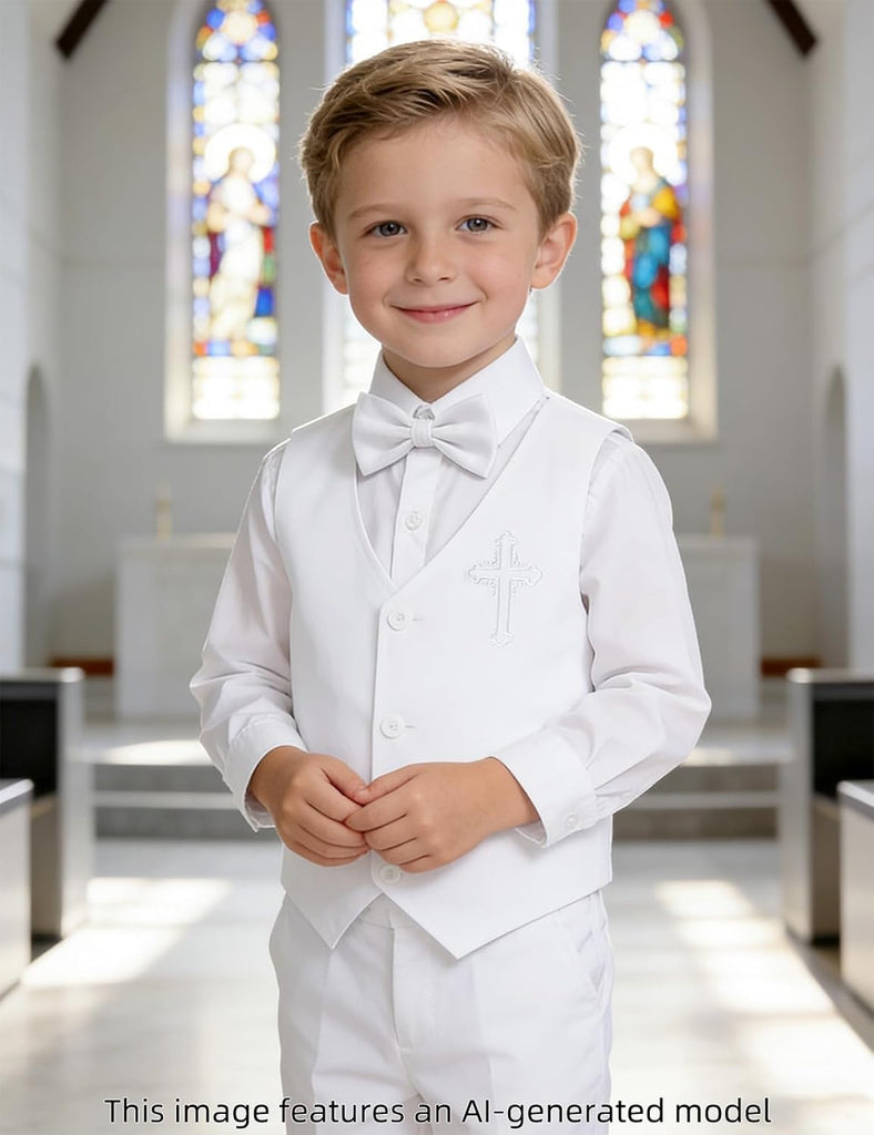 Baptism Outfit for Boy Toddler Christening Suit Dedication White