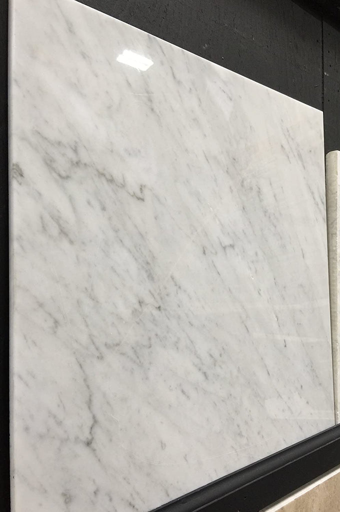 Carrara Marble Italian White Bianco Carrera 18x18 Marble Floor Wall Tile Polished Shower, Kitchen Baskplash, Fireplace